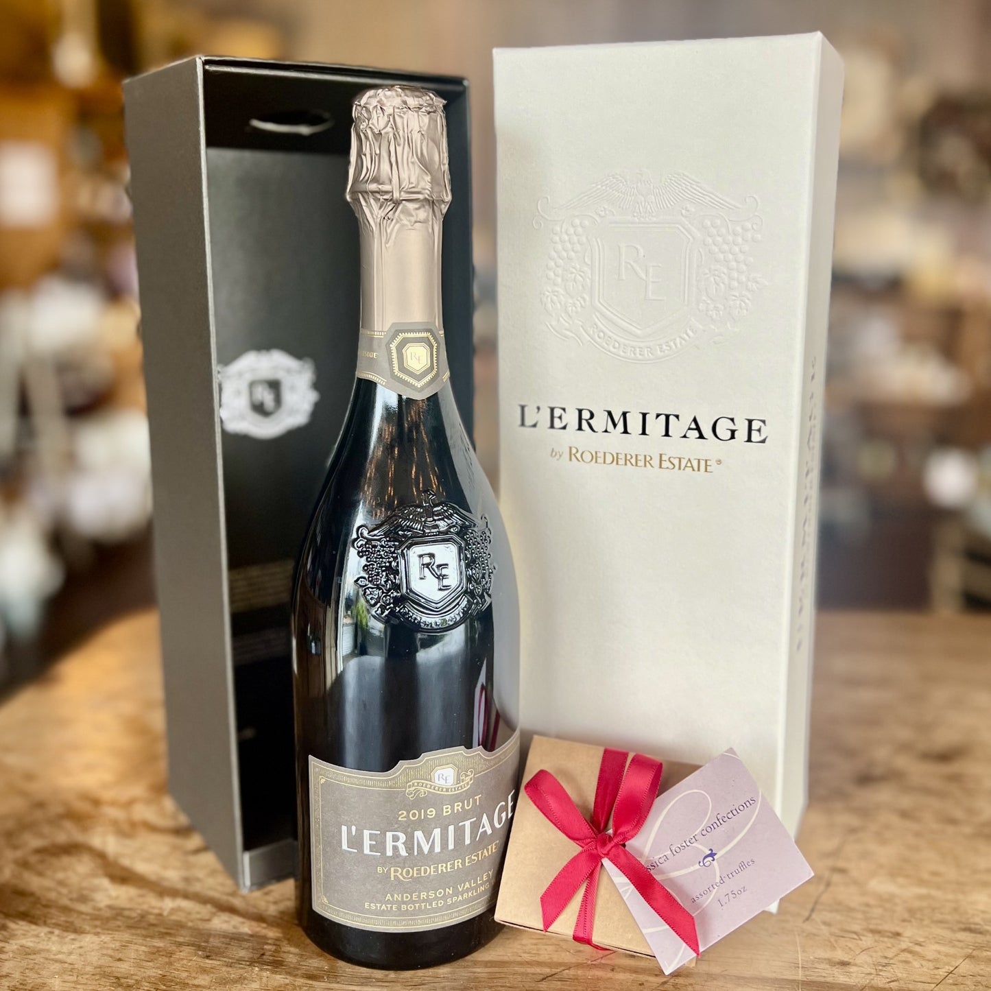 Roederer Estate's L'Ermitage & Four Piece Chocolate Truffles Gift Set