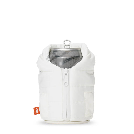 Can Koozie - White Puffy Vest