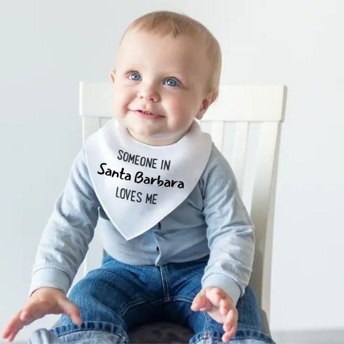 Somebody in Santa Barbara Loves Me, Baby Bib