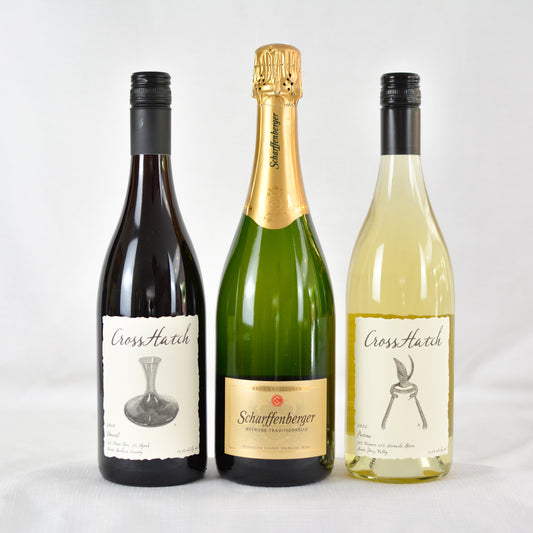 Three Bottle Red, White & Bubbles Gift Box - Cross Hatch and Scharffenberger